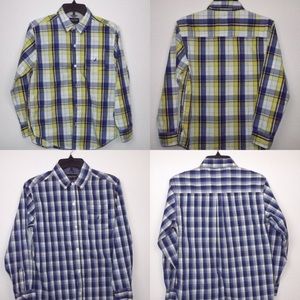 Nautica boys plaid button front shirts Sz L